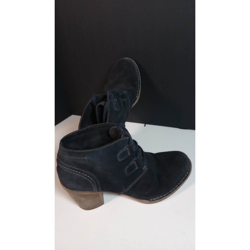 Clarks Artisan Carleta Lyon Womens Sz 9.5 Black Suede Heeled Ankle Booties Boots